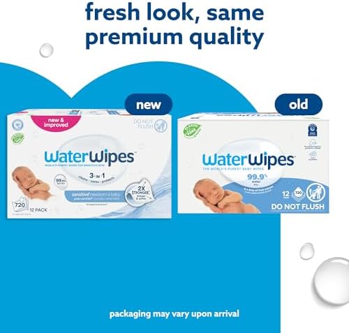 WaterWipes Sensitive+ Newborn & Baby Wipes, 3-In-1 Cleans, Cares, Protects, 99.9% Water, Unscented & Hypoallergenic, 720 Count (12 Packs) - Image 4