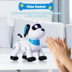 Child playing with Yiman smart robotic dog indoors