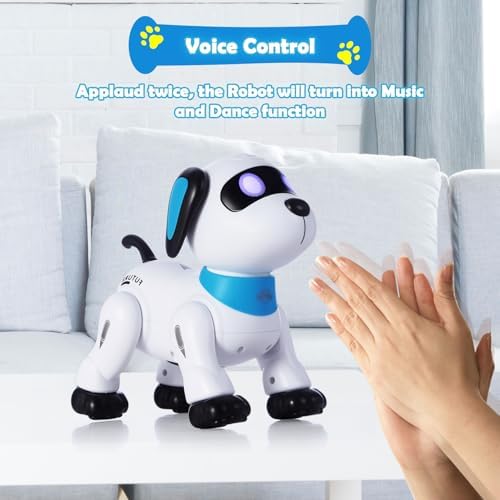 Child playing with Yiman smart robotic dog indoors