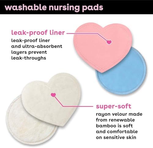 Bamboobies Nursing Pads, Ultra-Soft Velour, Reusable, Washable & Leak-Proof, 6 Ultra-Thin and 2 Overnight Pads for Breastfeeding - Image 4