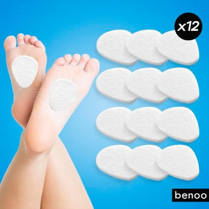 Felt metatarsal foot pads being applied to a shoe insole for Morton's neuroma
