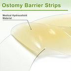 Carbou medical grade hydrocolloid strips applied securely around the edges of a stoma bag flange.