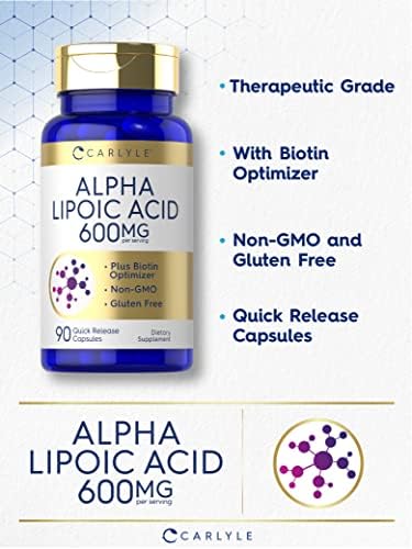 Non-GMO and gluten-free Carlyle alpha lipoic acid capsules for metabolic health.