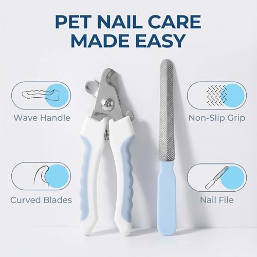 Petstreet professional cat nail clipper set showing the standalone nail file