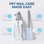 Petstreet professional cat nail clipper set showing the standalone nail file