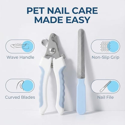 Petstreet professional cat nail clipper set showing the standalone nail file