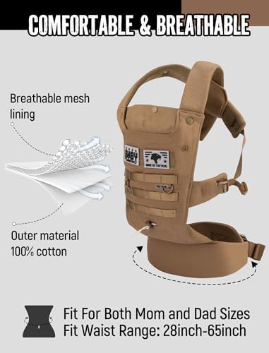 Parent wearing Diniictis Tactical carrier outdoors for hiking