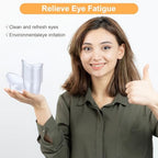 Close up of clear PVC disposable measuring cups for eye drops