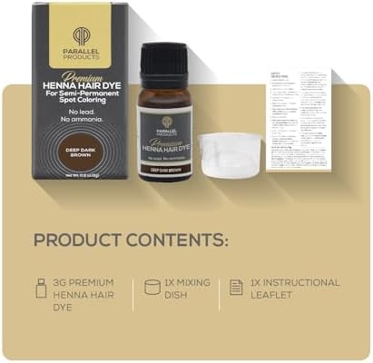 Premium spot coloring henna powder inside a three gram bottle for professional grey coverage