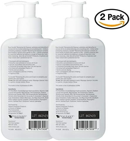 CeraVe SA exfoliating cleanser with ceramides and niacinamide for smooth even skin texture