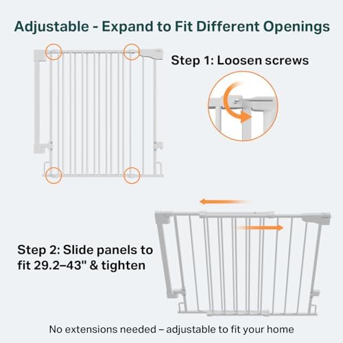 Close up view of the Cumbor toddler gate double lock mechanism and handle.
