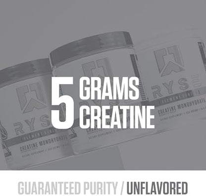 Unflavored creatine powder texture and container
