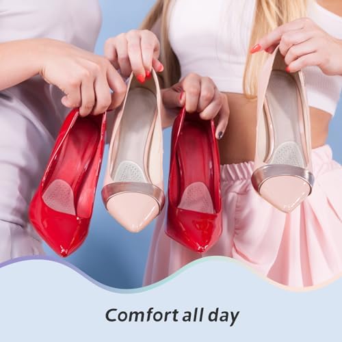 Shock absorbing forefoot cushions for long lasting comfort in stilettos.