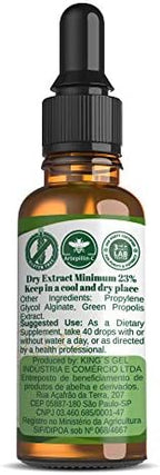 Brazilian green propolis supplement 30 milliliter dropper bottle close up