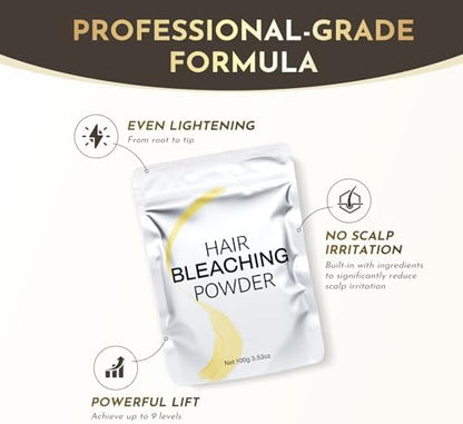 YOURTONE premium hair lightening dust free blue powder being poured for highlight preparation