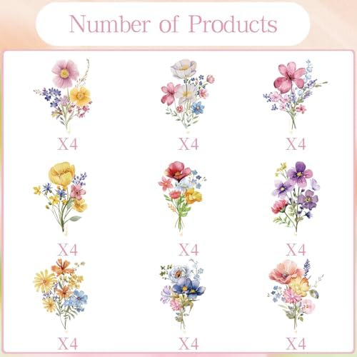 Deorfuy 36 piece wildflower themed dessert decorations on cupcakes