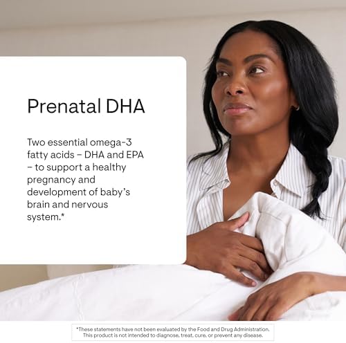 Thorne Prenatal DHA mint flavored softgels pouring out of the bottle for easy consumption