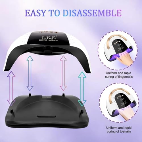 Lke UV LED nail lamp curing process with hand inside