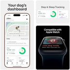 Smartphone application displaying real time location tracking and escape alerts from the pet device.