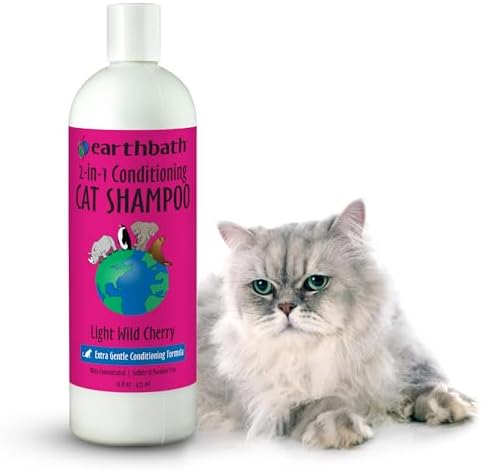 Earthbath natural cat shampoo bottle back label with ingredients