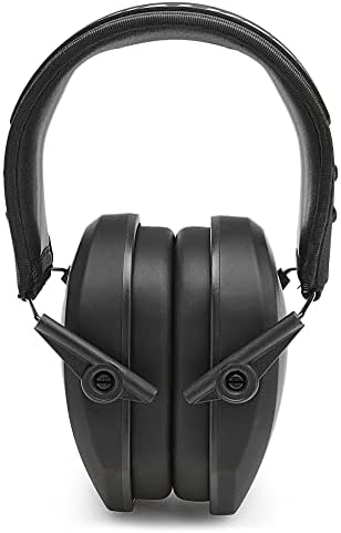 Walker's Razor hearing protection collapsed into its compact folding configuration for portable storage.