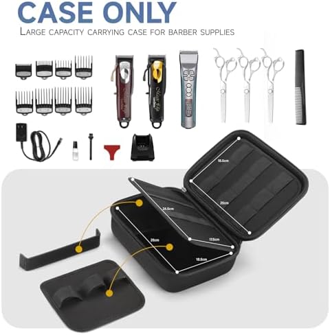 MOSLA hair clipper storage bag open view displaying the internal compartments and mesh pockets