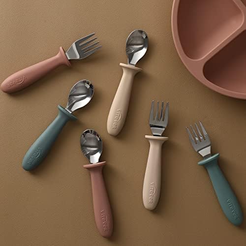 Ergonomic silicone handle toddler training utensils