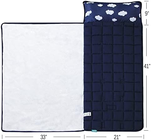 Biloban toddler nap mat Navy Cloud pattern folded for storage