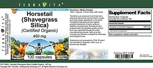 Terravita Horsetail Shavegrass Silica 100 capsules bottle side view
