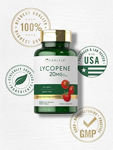 Carlyle Lycopene 120 count dietary supplement packaging details