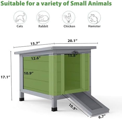 Coziwow Rabbit Hutch, Bunny Cage Indoor with Openable, Portable Small Animals Shelters with Nonslip Ramp for Hideout Rabbits/Feral Cats/Chicken/Duck/Small Animals-Gray - Image 3