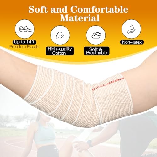 Imported cotton compression bandage being applied to an ankle for sprain support.