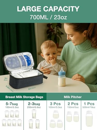 Interior view showing compartment for breast milk bags and ice packs