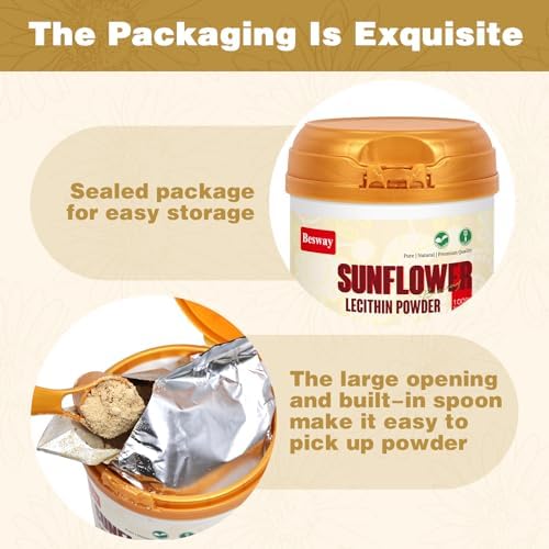 BulkSupplements Besway Sunflower Lecithin Powder packaging demonstrating secure seal for freshness