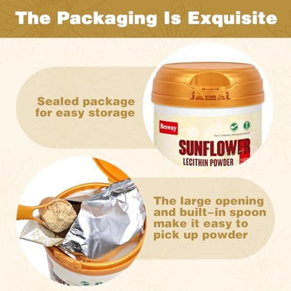 BulkSupplements Besway Sunflower Lecithin Powder packaging demonstrating secure seal for freshness