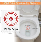 Close up of 10 pack colorful toilet target stickers for boys