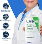 Fragrance-free hydrating cleanser removing makeup and dirt without stripping skin