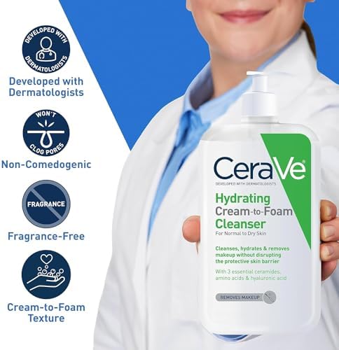 Fragrance-free hydrating cleanser removing makeup and dirt without stripping skin