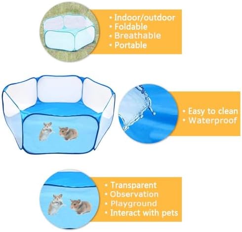 Hamster Foldable Exercise Playpen, Breathable and Transparent Pet Playpen, Indoor/Outdoor Cage Small Animal Fence for Syrian Hamster Rats Chinchillas Rabbit Guinea Pigs Gerbils Hedgehogs Reptiles - Image 5