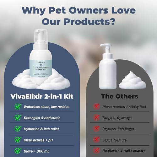 Back label of Pal.Being waterless cat shampoo showing pH-balanced instructions