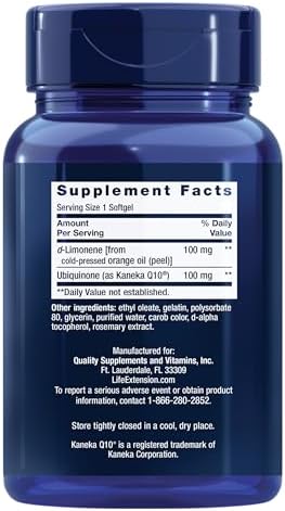 Life Extension Ubiquinone 100 mg packaging showing non-GMO certification.