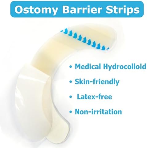 Close up of a C shaped elastic barrier strip showing the flexible hydrocolloid texture.