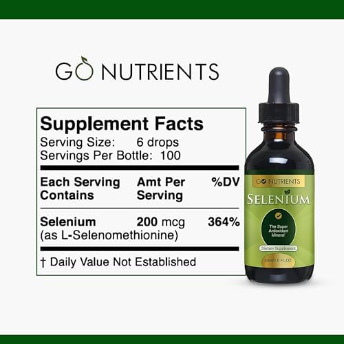 Go Nutrients Selenium supplement organic sublingual drops nutritional facts label view