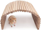 Wooden bridge used as a bedding zone divider in a hamster enclosure