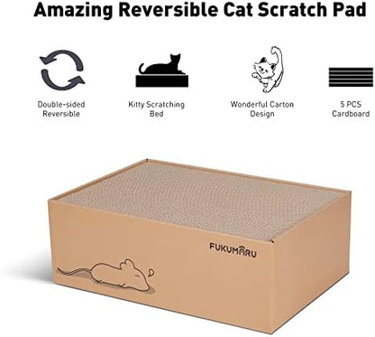 FUKUMARU five piece cat scratching board assembly being flipped over to show the dual-sided reversible feature.