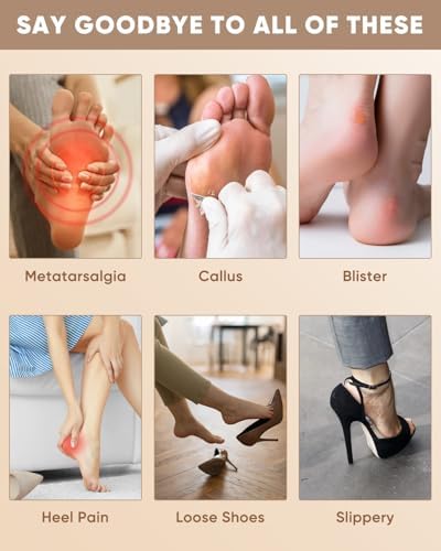 Medical grade silica gel heel grips preventing blisters in high heel shoes.