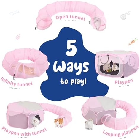 Foldable Cat Tunnel Playpen - Detachable Indoor/Outdoor Pet Enclosure with Storage Bag | Portable Cat Tent & Play Tunnel - Image 4