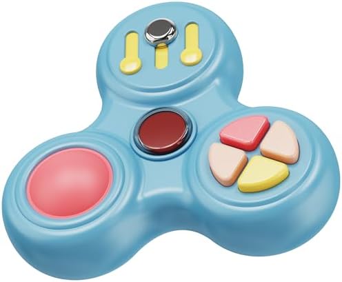 Side angle view of the blue sensory controller pad highlighting the ergonomic grip design
