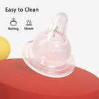 Side profile showing the vented anti colic design of the small size nipple