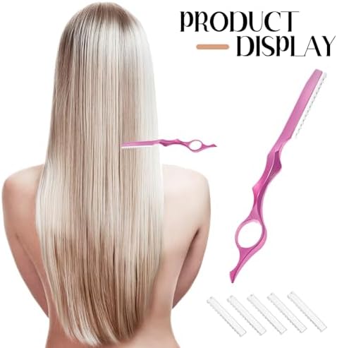 Full layout of Mudder pink styling razor comb holder alongside its replacement blade set